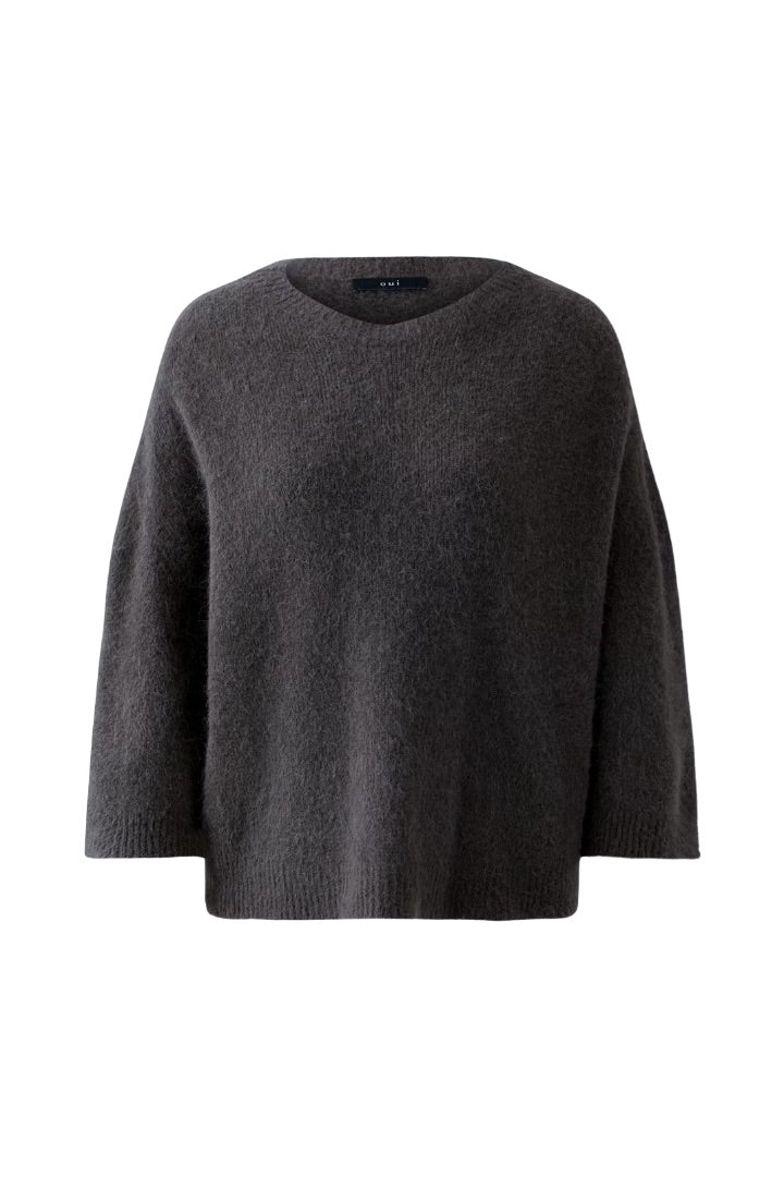 Strickpullover-oui-espresso-seamless-braun-Oversized-grau