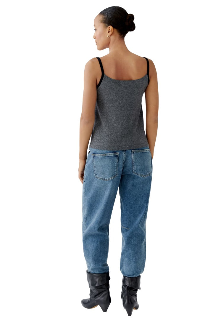 Top-oui-Wolle-Spitze-Grau-Strick-Schwarz