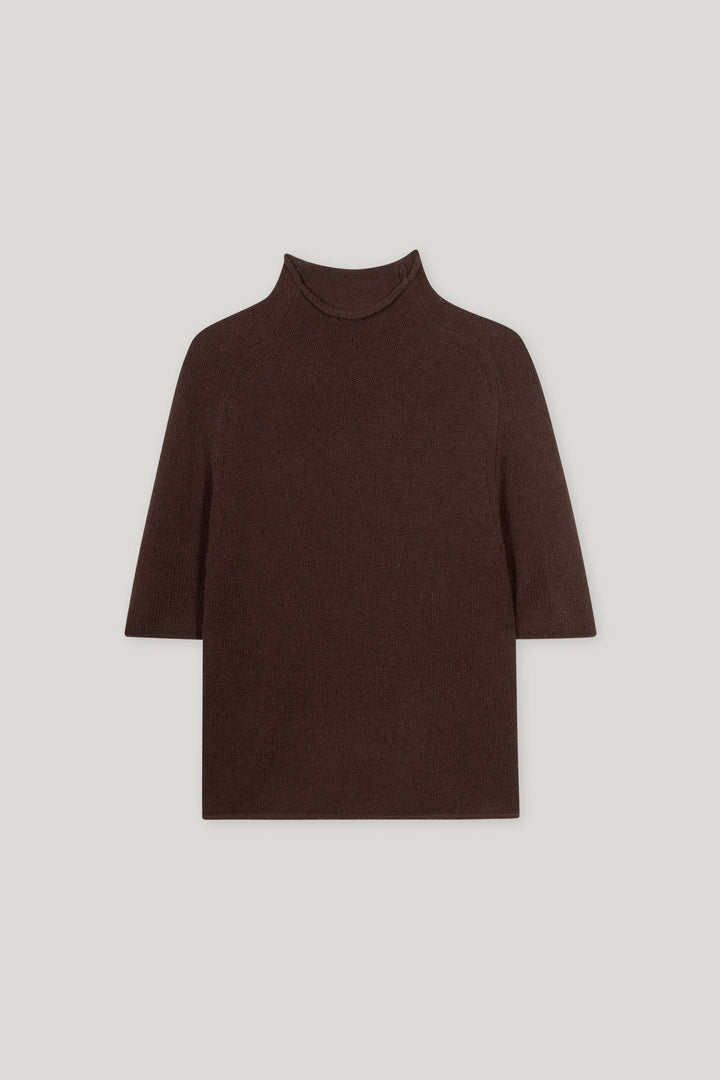 Pullover-Luisa-Cerano-Halbarm-Rollkragen-espresso-braun
