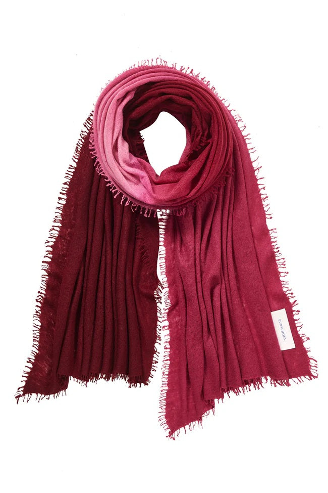 Schal-Purschoen-Kaschmir-beere-Ombre-Rosa-Fransen