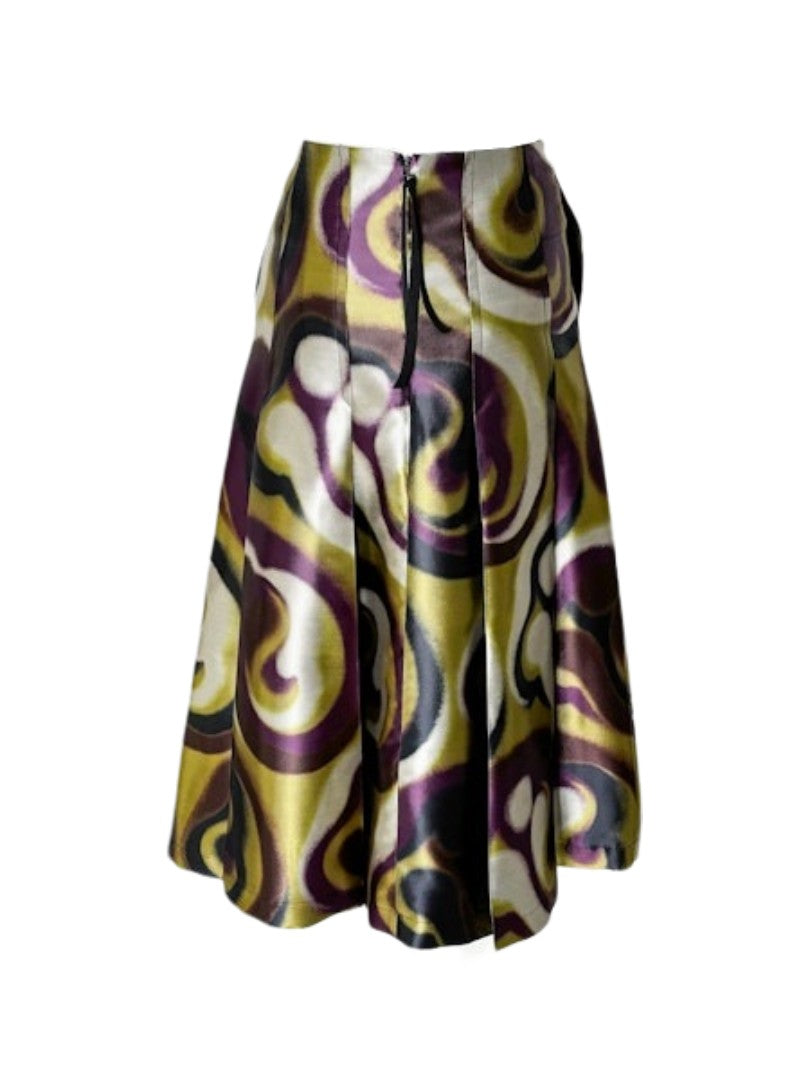 Rock-Odeeh-Retro-Look-Midi-Blur-Meriot-Grün-Lila-Weiß
