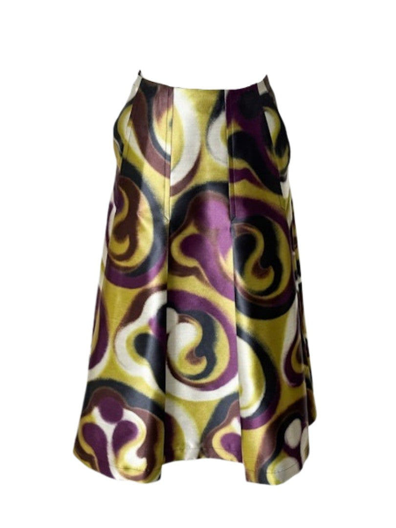 Rock-Odeeh-Retro-Look-Midi-Blur-Meriot-Grün-Lila-Weiß