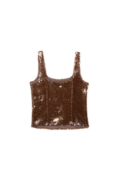 Top-Luisa-Cerano-Pailletten-Glitzer-Braun-Bronze