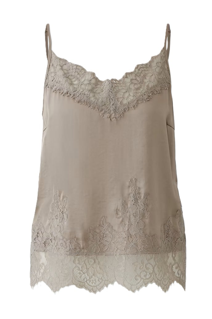 Top-Oui-Spitzentop-beige-Traeger