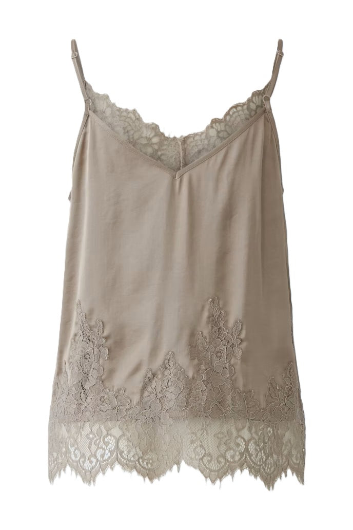 Top-Oui-Spitzentop-beige-Traeger