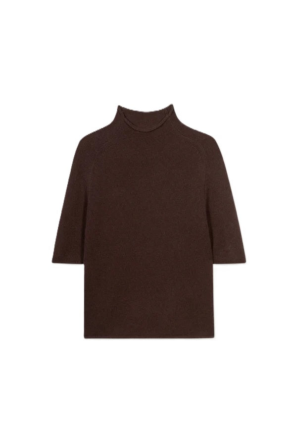 Pullover-Luisa-Cerano-Halbarm-Rollkragen-espresso-braun