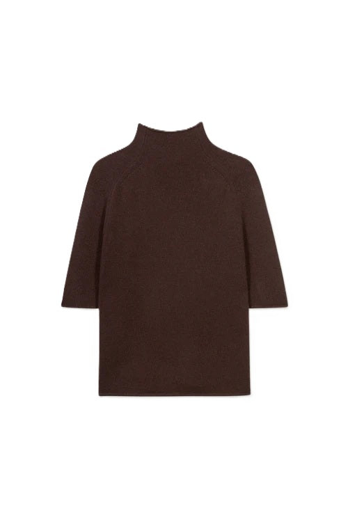 Pullover-Luisa-Cerano-Halbarm-Rollkragen-espresso-braun