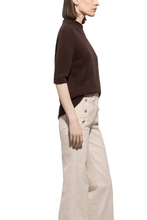 Pullover-Luisa-Cerano-Halbarm-Rollkragen-espresso-braun