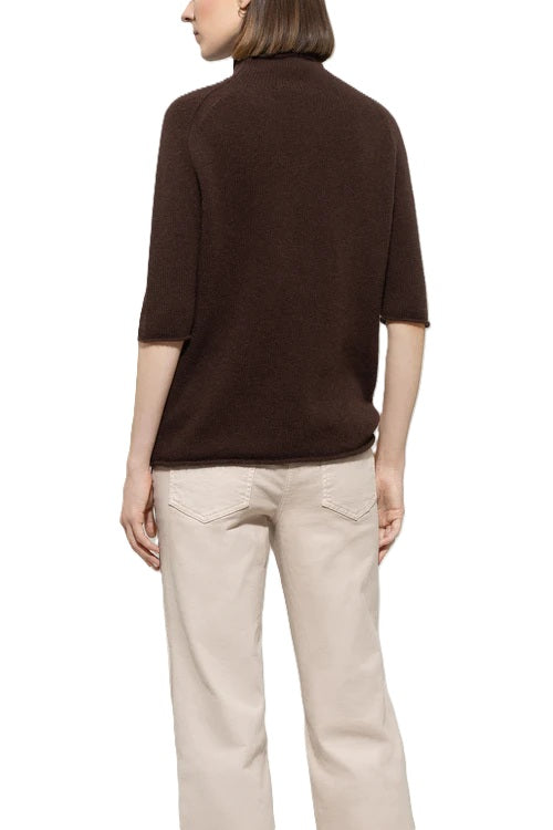 Pullover-Luisa-Cerano-Halbarm-Rollkragen-espresso-braun