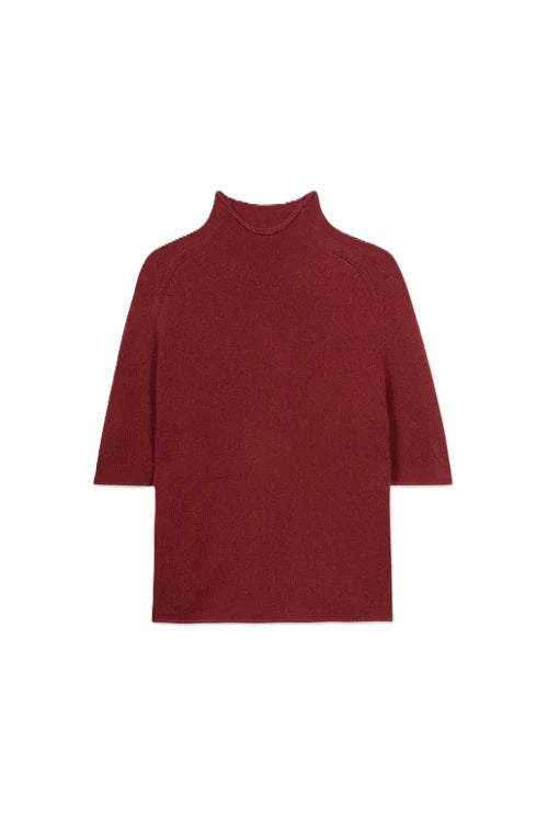Pullover-Luisa-Cerano-Halbarm-Rollkragen-bordeaux-rot