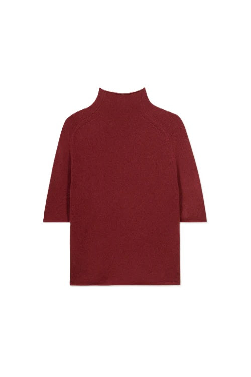 Pullover-Luisa-Cerano-Halbarm-Rollkragen-bordeaux-rot