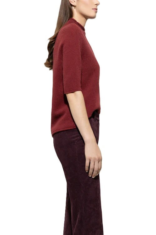 Pullover-Luisa-Cerano-Halbarm-Rollkragen-bordeaux-rot