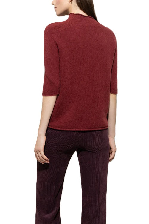 Pullover-Luisa-Cerano-Halbarm-Rollkragen-bordeaux-rot
