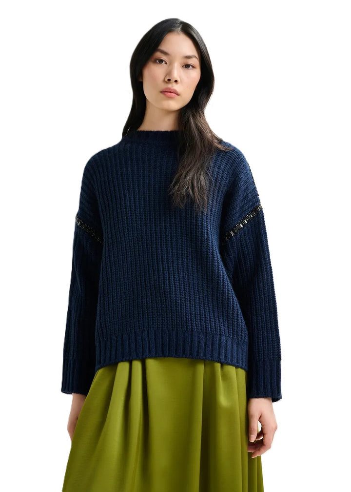 Strickpullover-Essentiel-Antwerp-Indsay-Rollkragen-Strasssteine-Marineblau-blau