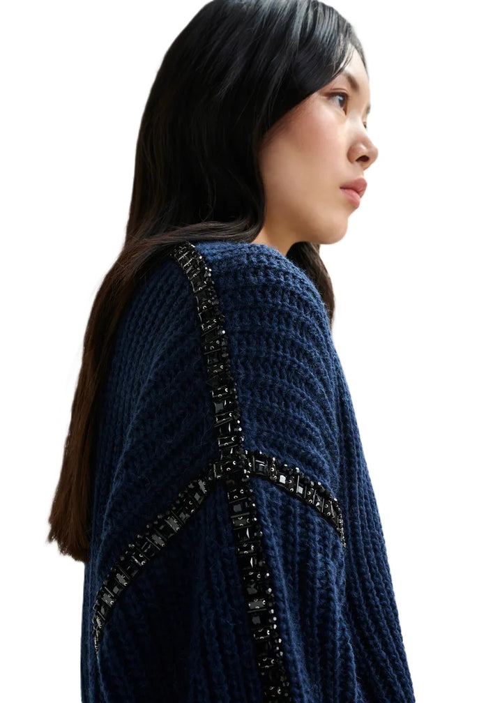 Strickpullover-Essentiel-Antwerp-Indsay-Rollkragen-Strasssteine-Marineblau-blau