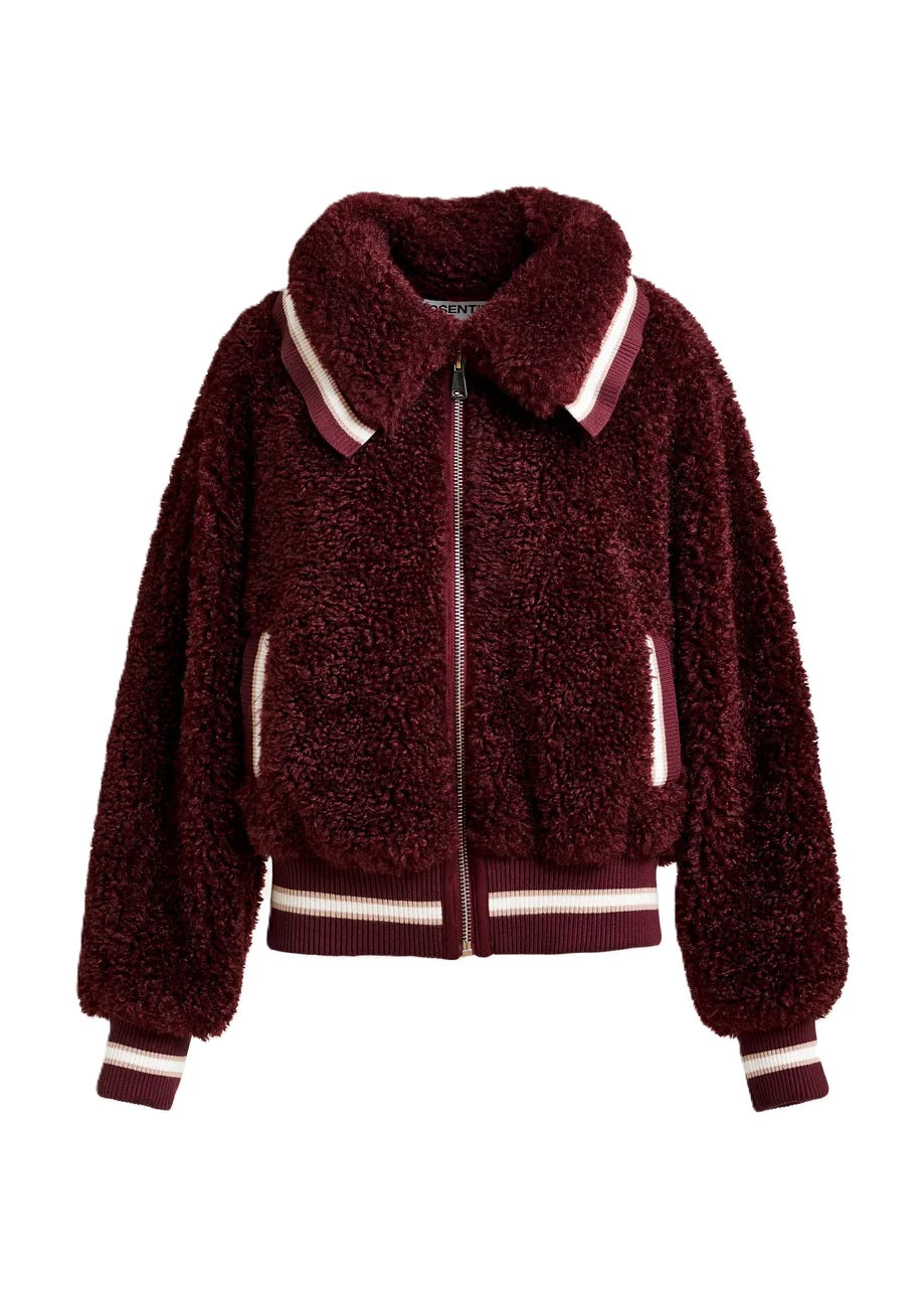 Jacke-Essentiel-Antwerp-Iwill-Bomberjacke-Felllook-Bordeaux-rot