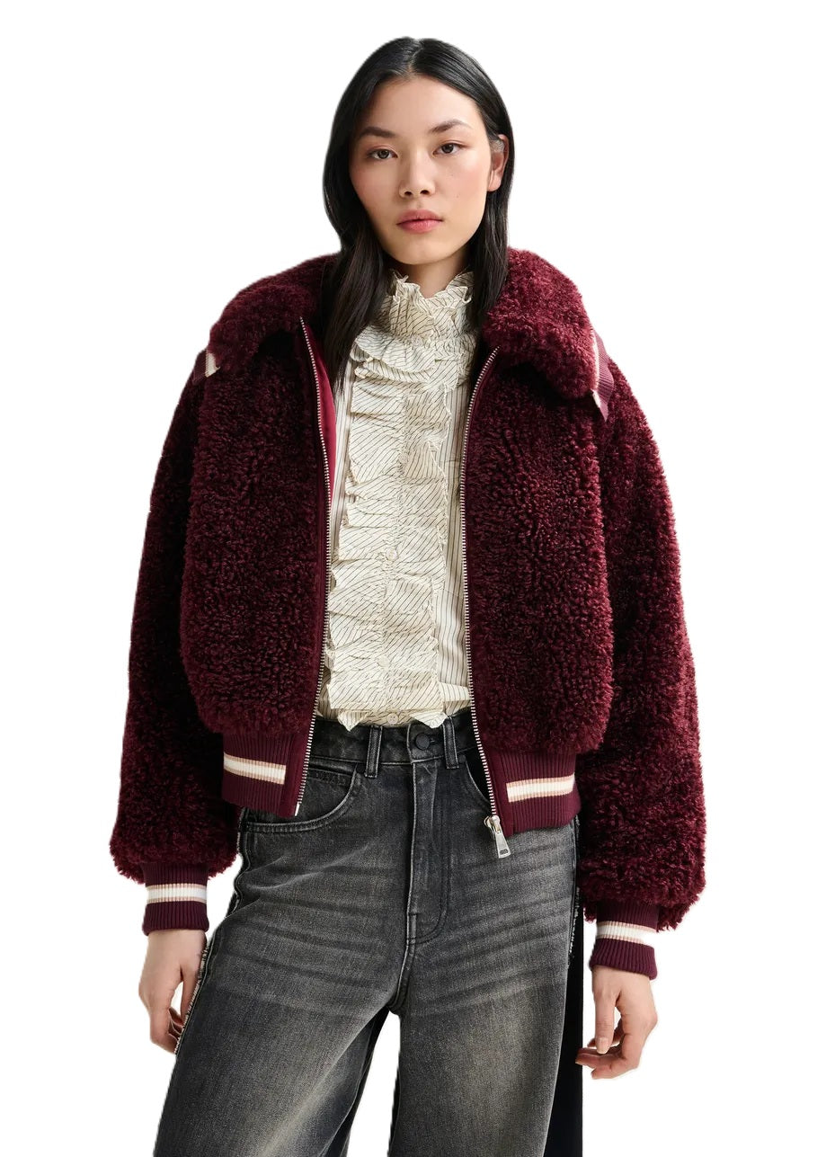 Jacke-Essentiel-Antwerp-Iwill-Bomberjacke-Felllook-Bordeaux-rot