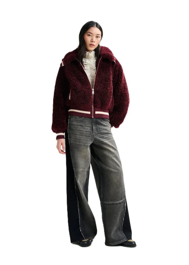Jacke-Essentiel-Antwerp-Iwill-Bomberjacke-Felllook-Bordeaux-rot