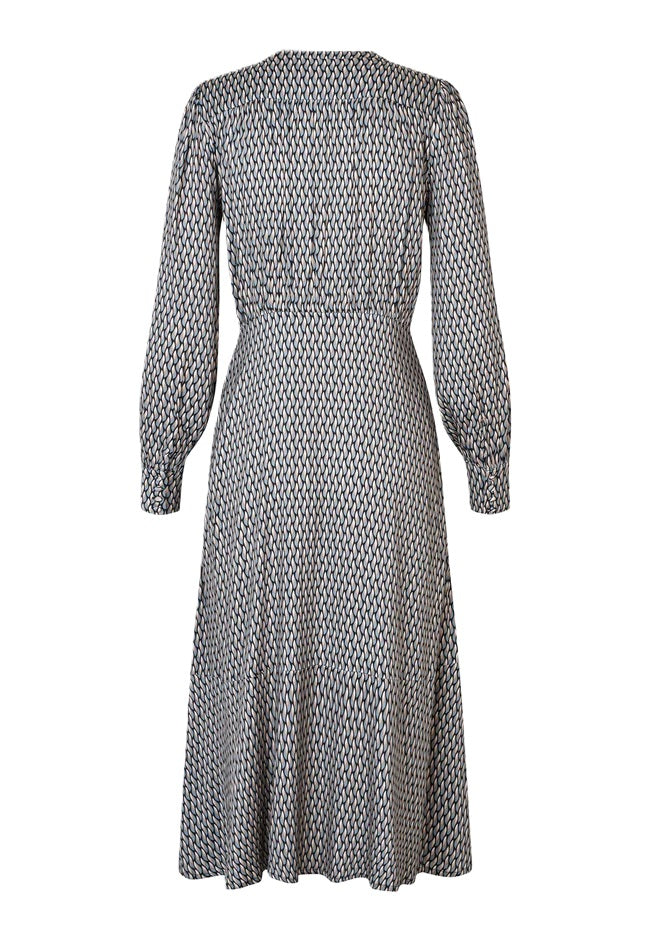 Kleid-Dea Kudibal-RumerDea-figurbetont-Muster-halbe Knopfleiste