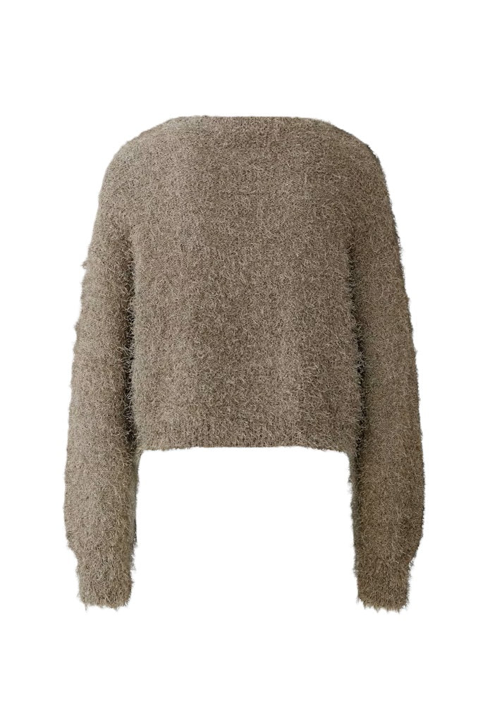 Pullover-Oui-Fransengarn-Kuschelig-Beige-Braun-Taube