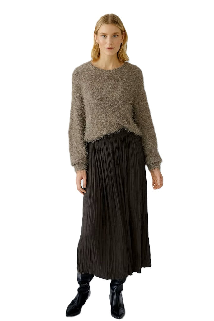 Pullover-Oui-Fransengarn-Kuschelig-Beige-Braun-Taube