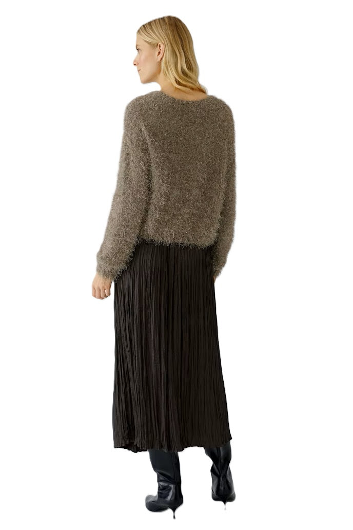 Pullover-Oui-Fransengarn-Kuschelig-Beige-Braun-Taube