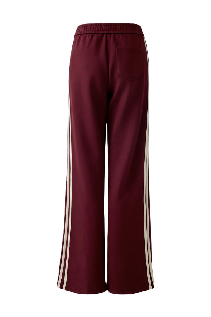 Hose-OUI-schwerer Jersey-Gummibund-Seitenstreifen-Taschen-bordeaux
