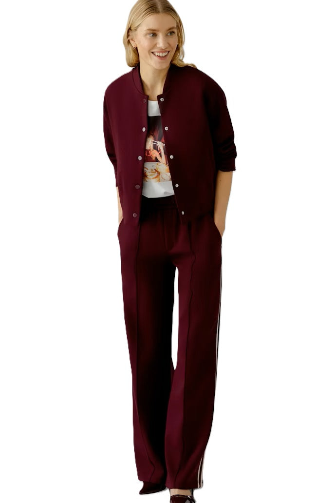 Hose-OUI-schwerer Jersey-Gummibund-Seitenstreifen-Taschen-bordeaux