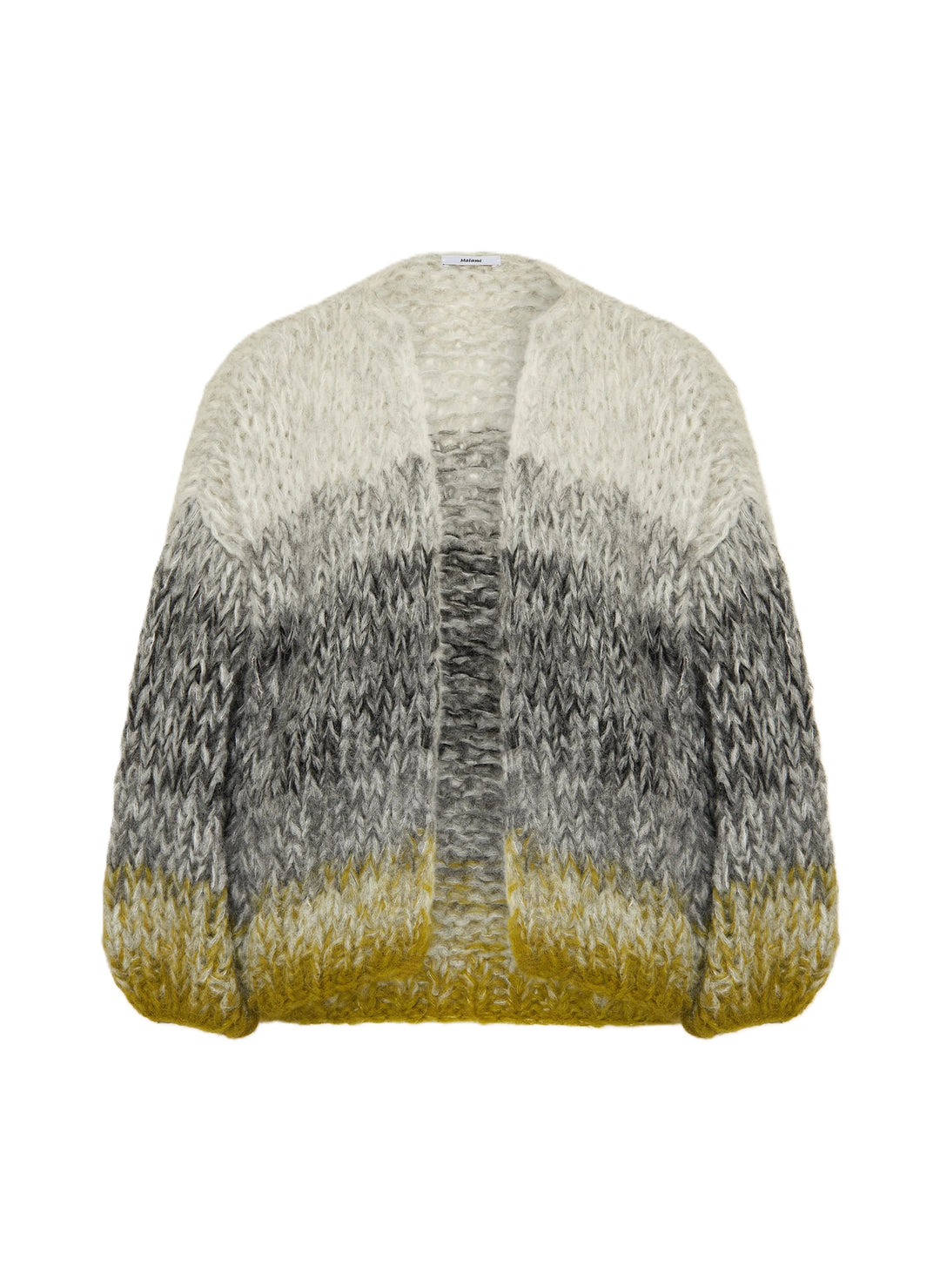 Cardigan-Maiami--Fleecy-Alpaca-Ombre-Bomber-Handgestrickt-Strick-Grün-Grau-Weiß