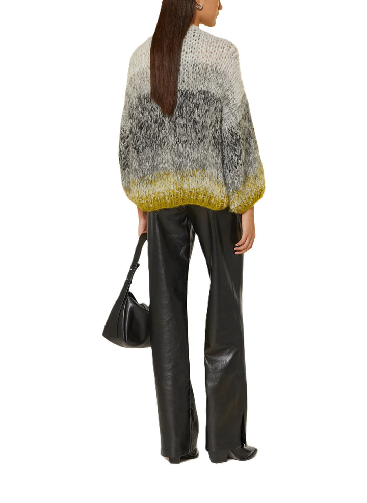 Cardigan-Maiami--Fleecy-Alpaca-Ombre-Bomber-Handgestrickt-Strick-Grün-Grau-Weiß