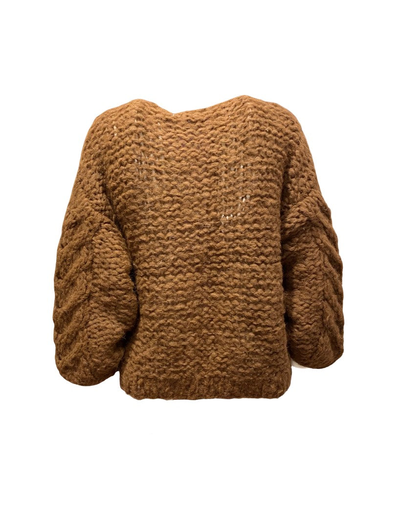 Cardigan-Maiami-Alpaca-Cable-Bomber-Handgestrick-Teddy-Braun