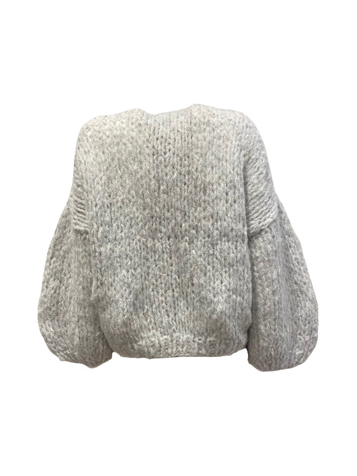 Cardigan-Maiami-Fleecy-Alpaca-Bomber-Grau-Handgemacht-Strick