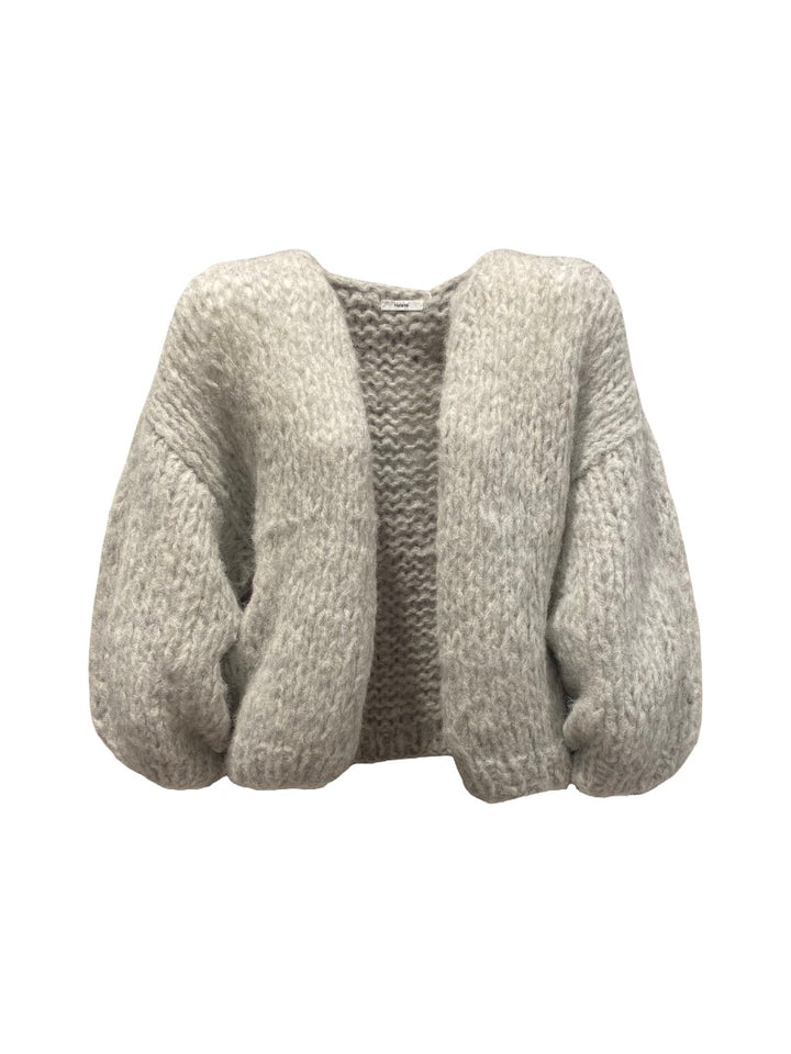 Cardigan-Maiami-Fleecy-Alpaca-Bomber-Grau-Handgemacht-Strick