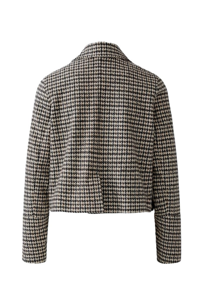 Jacke-Oui-Cabanjacke-Cropped-Karriert-Stone-Brown-Braun-Schwarz