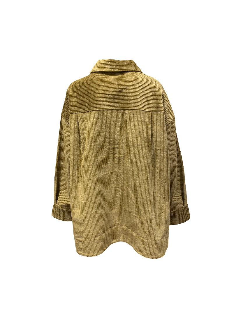 Jacke-SoSue-Coat-Ted-Cord-Hüftlang-Khaki-Grün