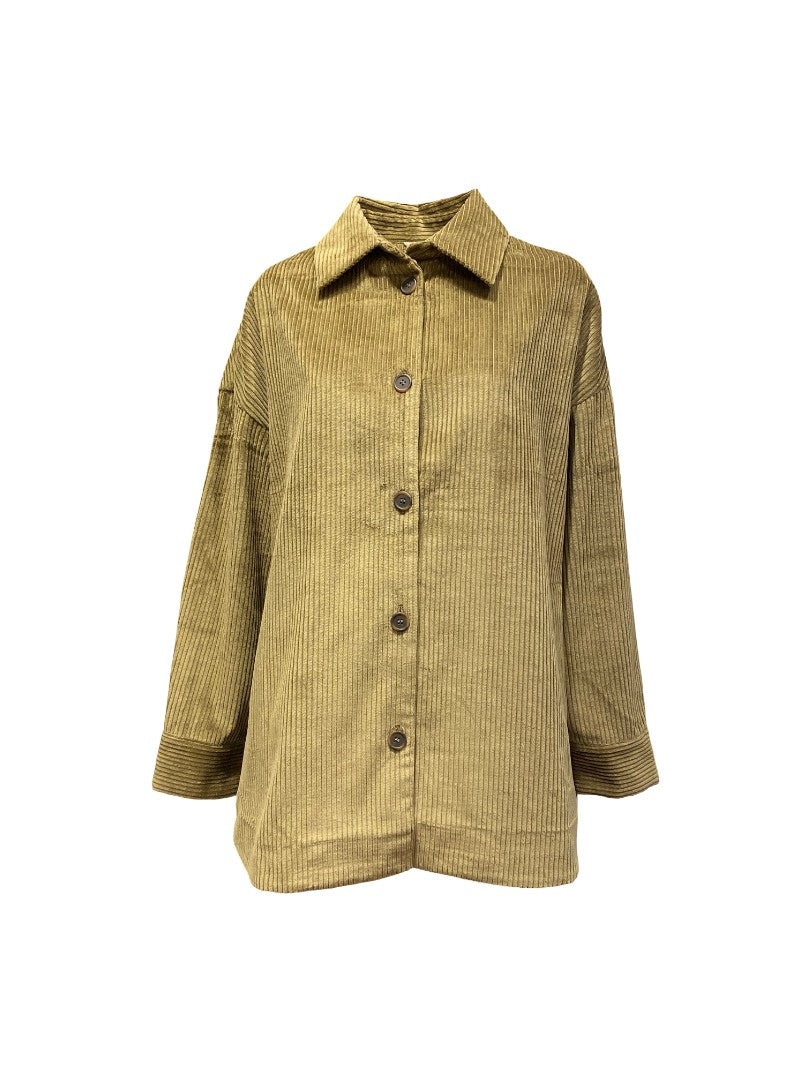 Jacke-SoSue-Coat-Ted-Cord-Hüftlang-Khaki-Grün