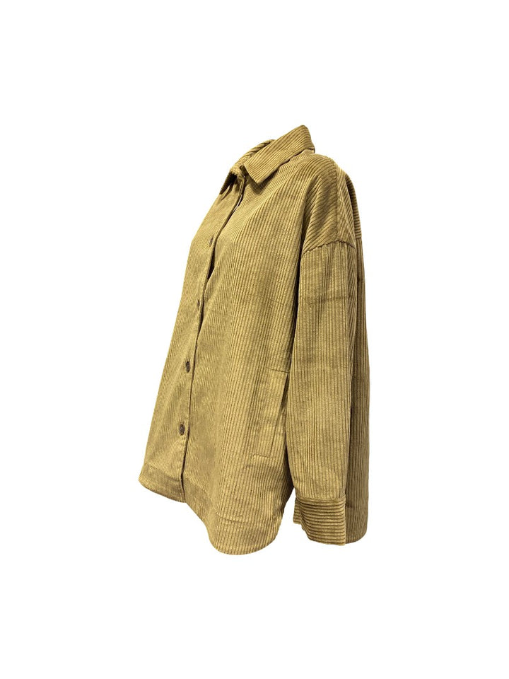 Jacke-SoSue-Coat-Ted-Cord-Hüftlang-Khaki-Grün