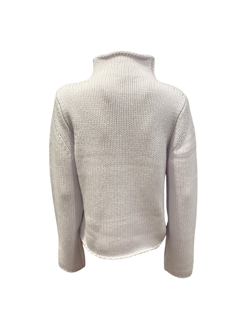 Pullover-FFC-creme-Minderungen-Stehkragen-offene Abschluesse