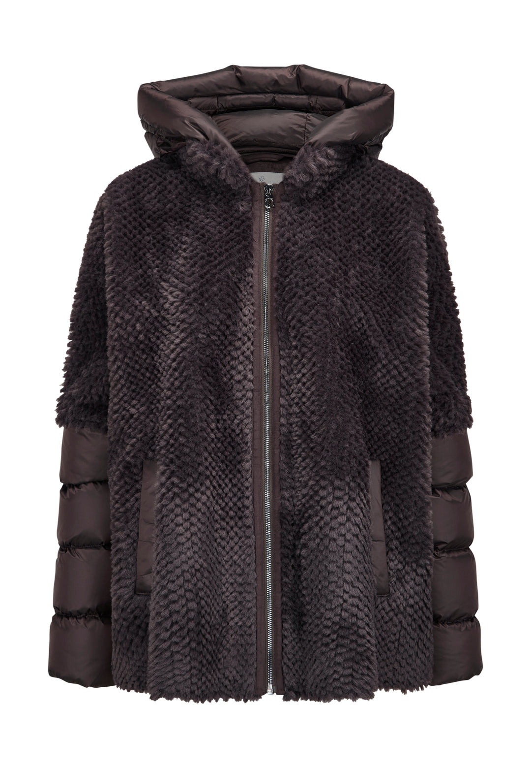 Jacke-Milestone-MSWega-Fake Fur-Daune-Kapuze-Zip-braun 