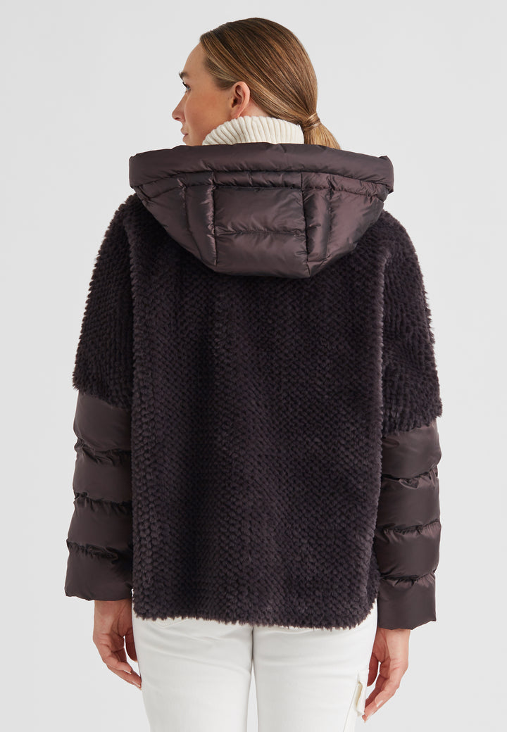 Jacke-Milestone-MSWega-Fake Fur-Daune-Kapuze-Zip-braun 