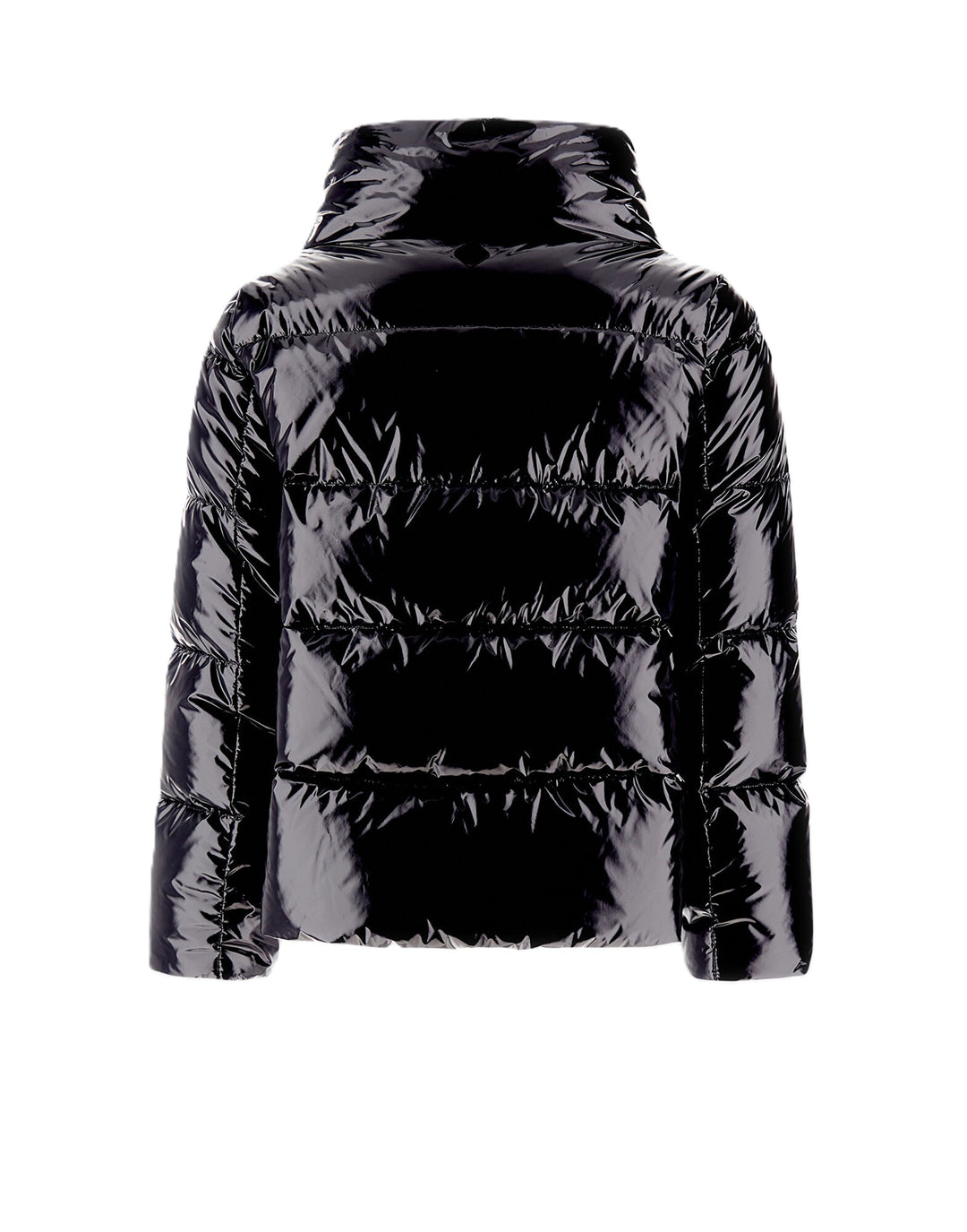 Steppjacke-Herno-Lack-schwarz-Zip-Stehkragen 