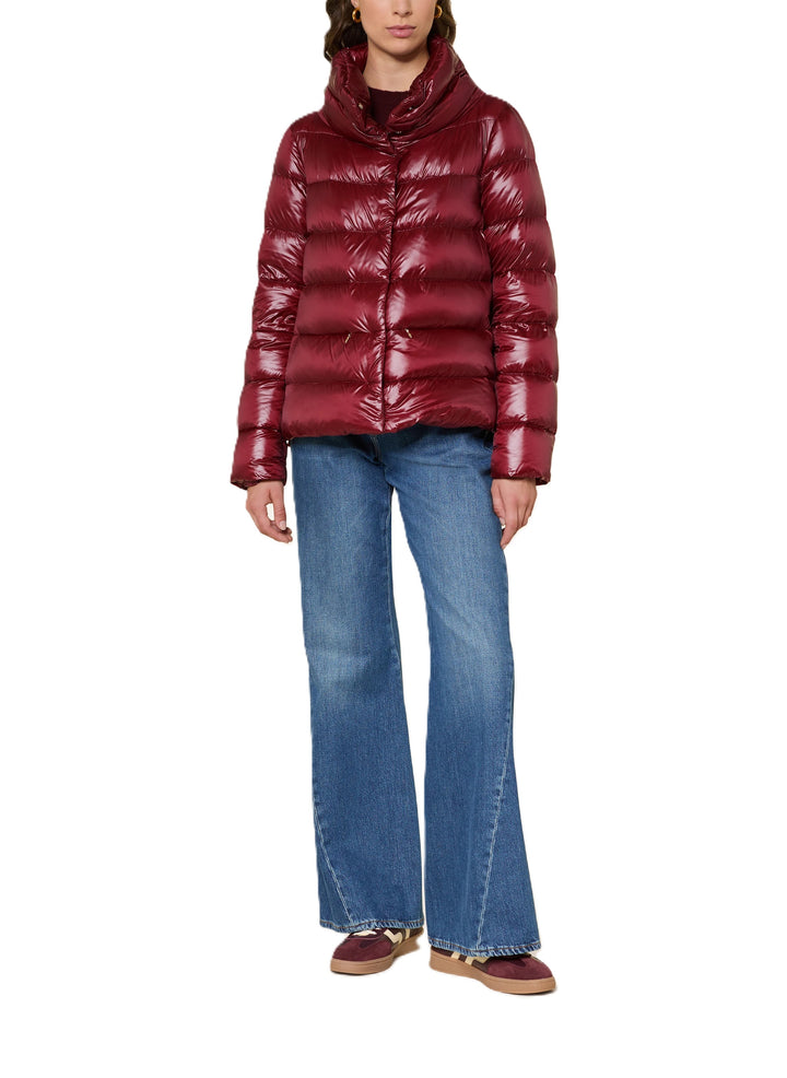 Jacke Herno Nylon Ultralight - Rot - Hoher Stehkragen - seitliche Knöpfe - verdeckter Knopfverschluss - Daunenwattierung - Paspeltaschen - 
