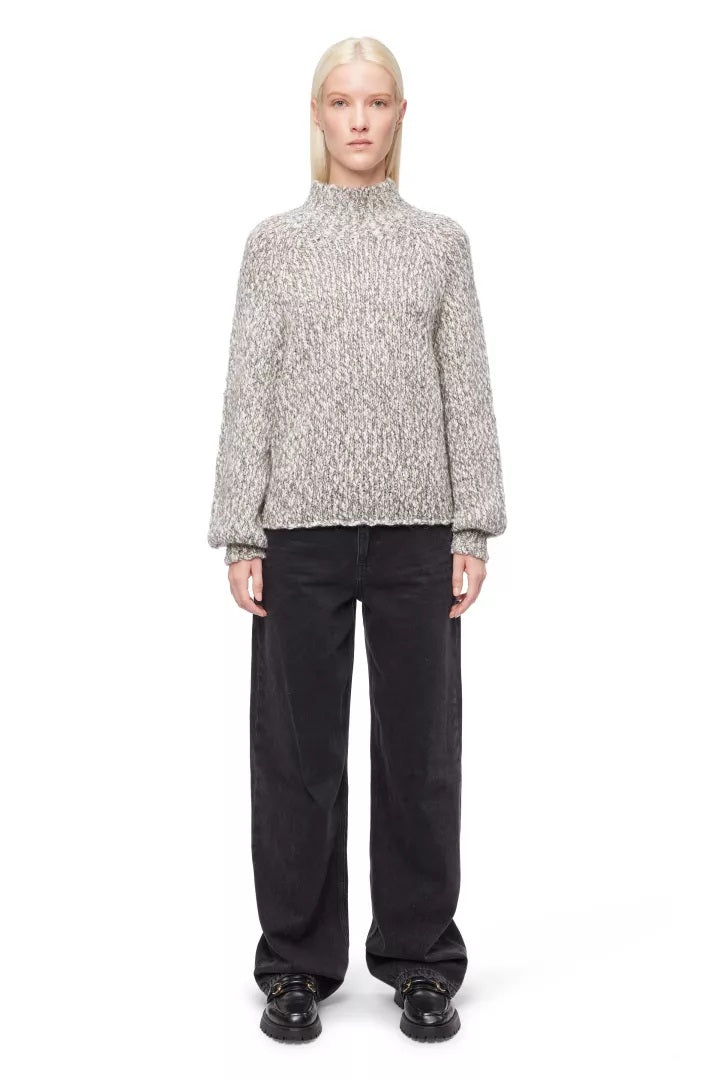 Pullover-Drykorn-KIMINA 10-creme-meliert-Stehkragen-Ballonaermel 