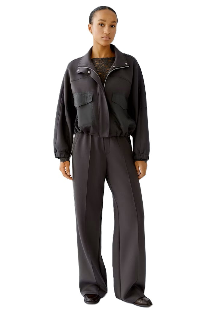 Hose-OUI-schwerer Jersey-Gummibund-Seitenstreifen-Taschen-braun