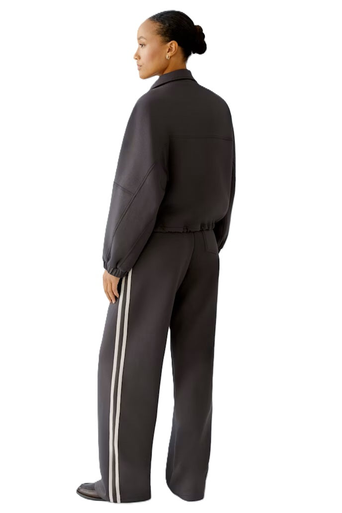 Jacke-Oui-Bomberform-Stehkragen-Reißverschluss-Jersey-braun 