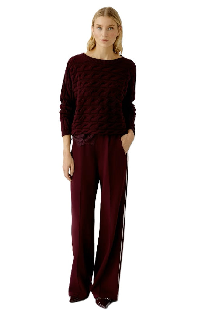 Pulli-Oui-SIRAH-kurz-kastig-Zopfpulli-bordeaux