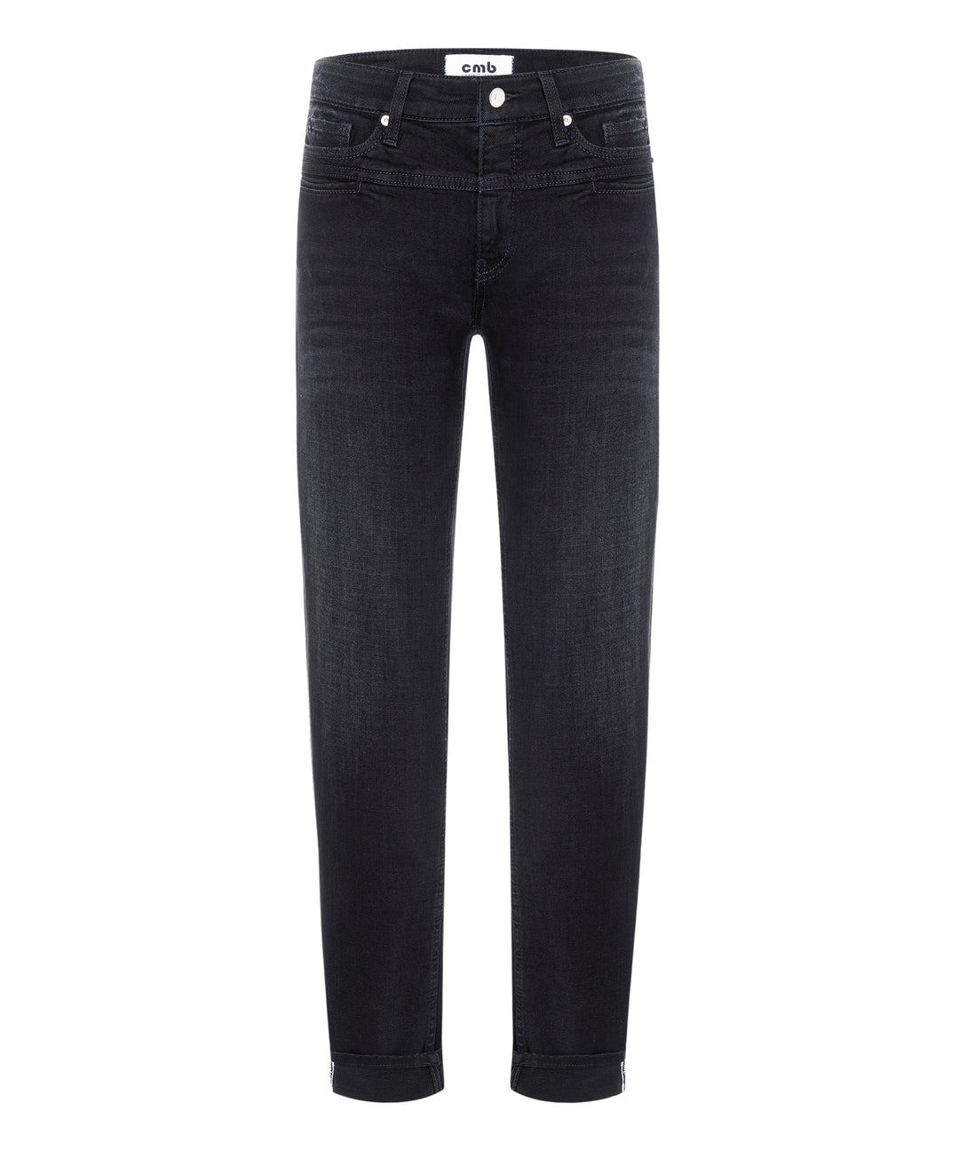 Jeans-Cambio-Pearlie-schwarz-aufschlag-verkürzt