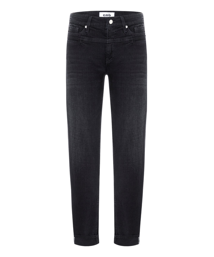 Jeans-Cambio-Pearlie-schwarz-aufschlag-verkürzt