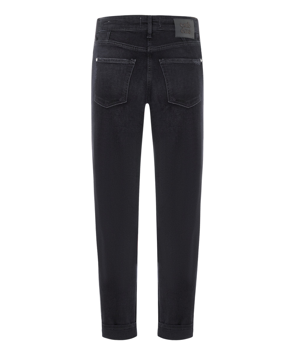 Jeans-Cambio-Pearlie-schwarz-aufschlag-verkürzt