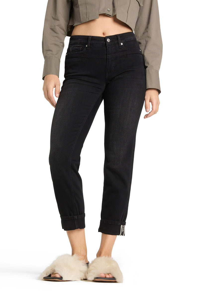 Jeans-Cambio-Pearlie-schwarz-aufschlag-verkürzt